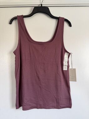 a new day Mauve Ribbed Tank Top